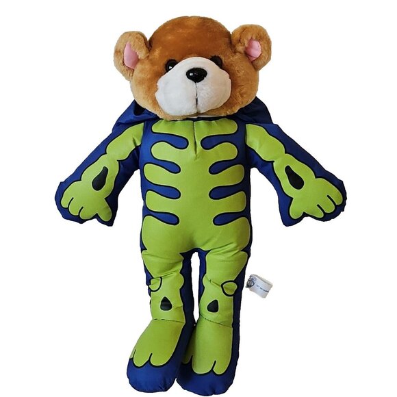 Teddy Bear In Halloween Skeleton Bones Costume Nylon Parachute Stuffed Animal - Picture 1 of 12